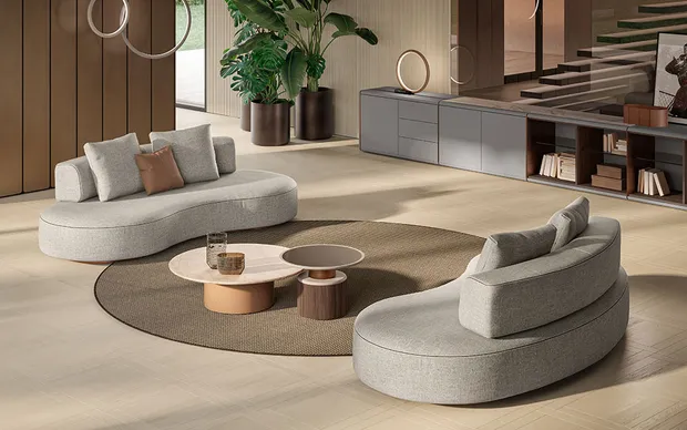 Meroni & Colzani curved sofa collection